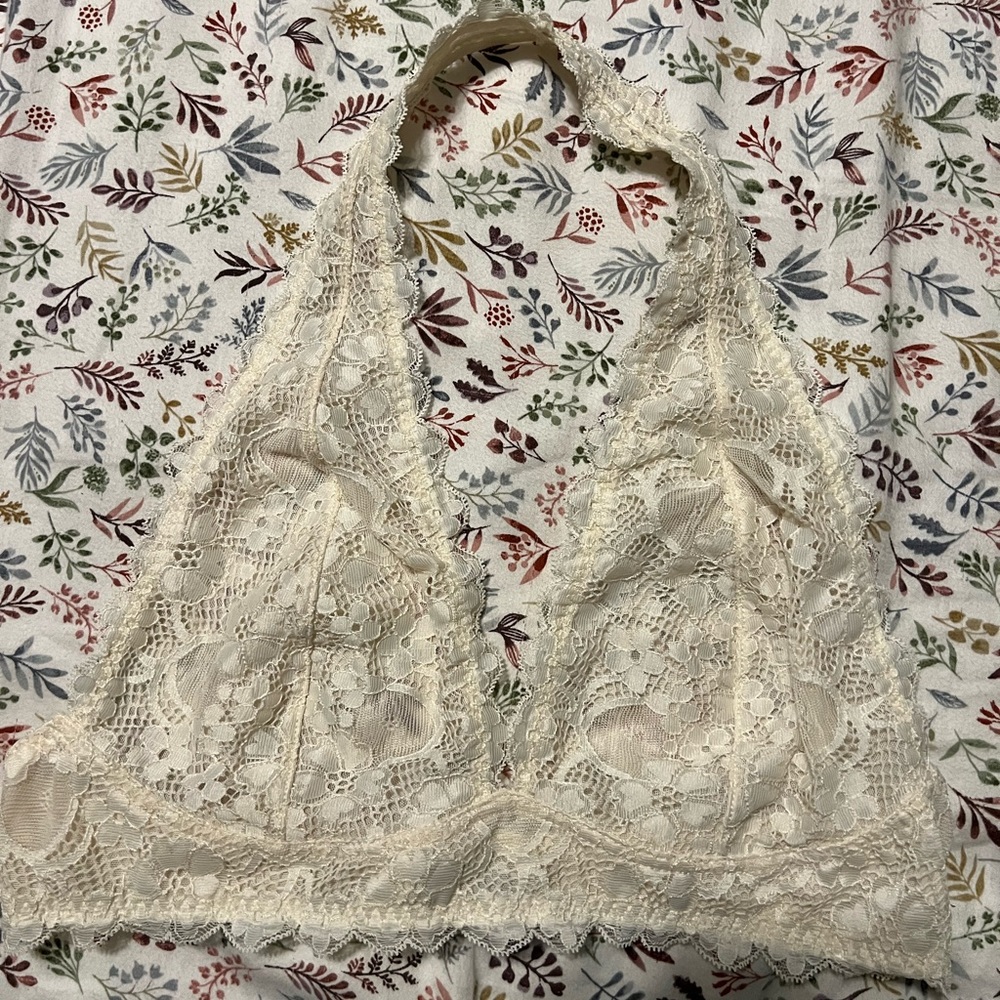 Free People Lace Halter Bralette Set - Yellow and Cream - Picture 5 of 7